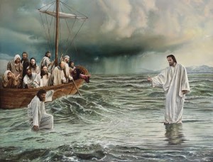 Jesus bidding Peter to come.